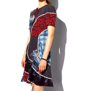 Coach 1941 Mini Dress Car Graphics Silk Pockets